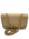 CHANEL Lambskin Small Diana Single Chain Single Flap Bag Beige Gold hardware