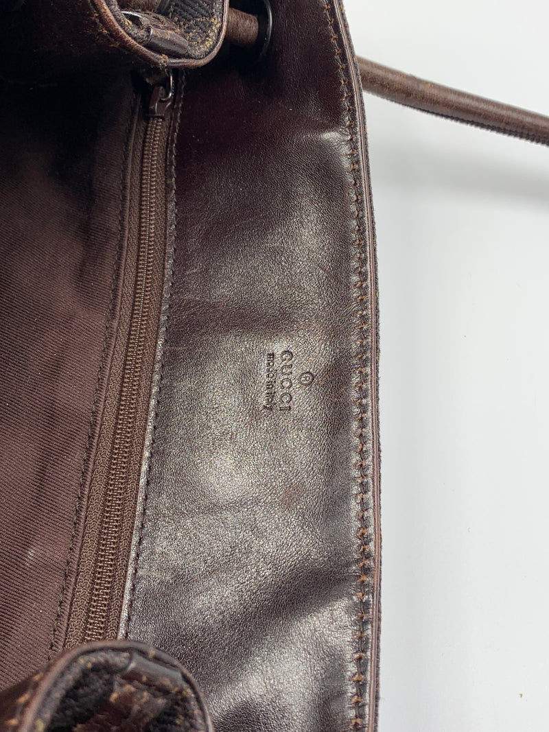 Sold-GUCCI GG Black/Brown Shoulder Tote Bag