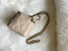 CHANEL Caviar Beige Mini Square Vanity Case CC Chain Bag Gold Hardware