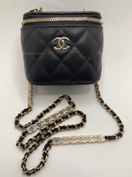 CHANEL Caviar Black Mini Square Vanity Case CC Chain Bag Gold Hardware