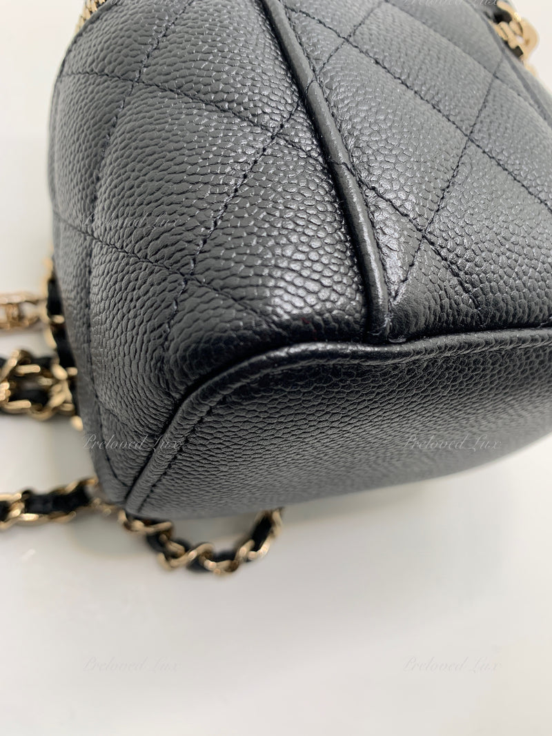 CHANEL Caviar Black Mini Square Vanity Case CC Chain Bag Gold Hardware