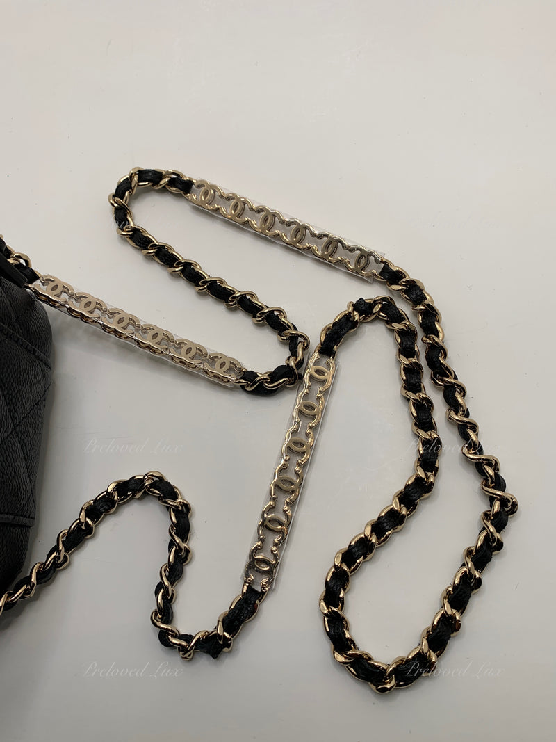 CHANEL Caviar Black Mini Square Vanity Case CC Chain Bag Gold Hardware -  Preloved Lux Canada