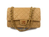 Chanel classic Medium Shoulder flap bag beige gold hardware 24k