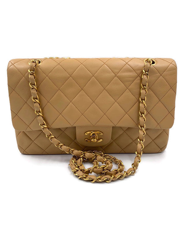 Chanel classic Medium Shoulder flap bag beige gold hardware 24k
