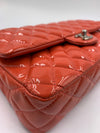 CHANEL Classic Double Chain Double Flap Pink Medium Shoulder Bag- Silver Hardware - Patent Leather
