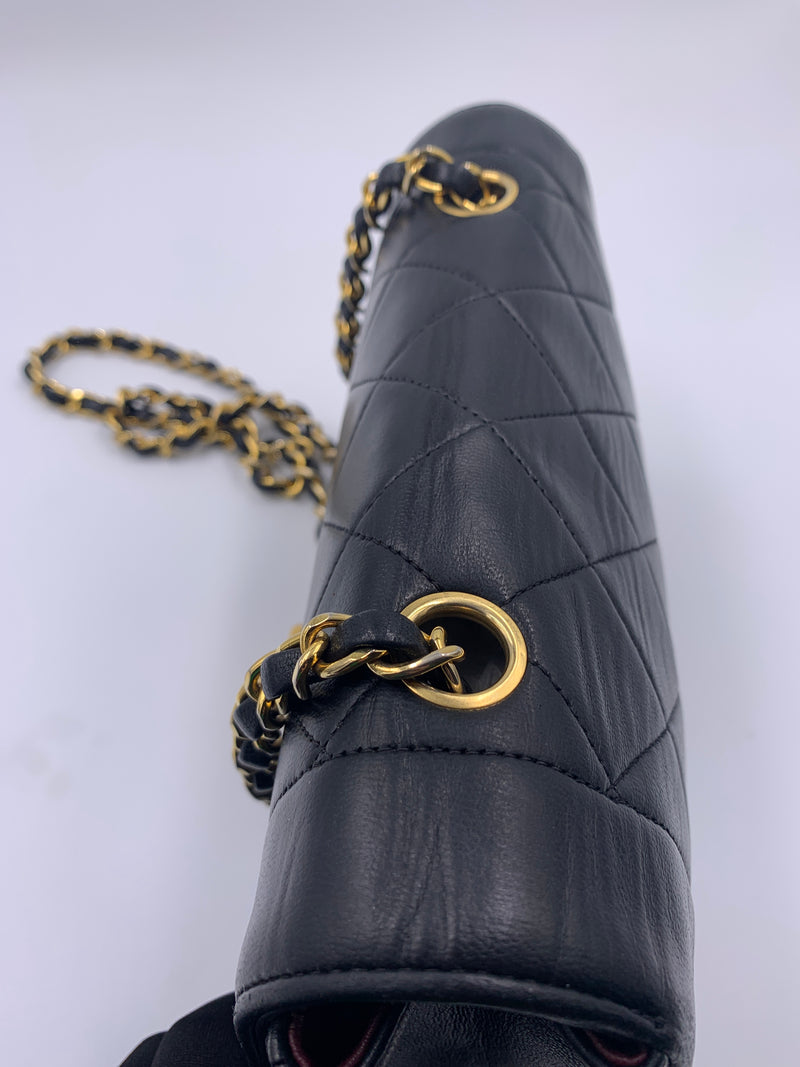Sold-CHANEL Lambskin Small Diana Single Chain Single Flap Bag Black/gold K330