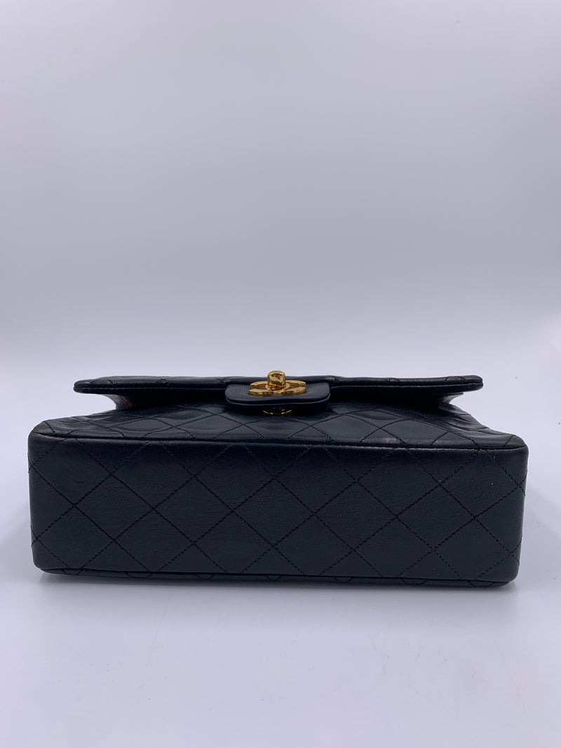 Sold-CHANEL Lambskin Small Classic Double Flap Bag Black/gold