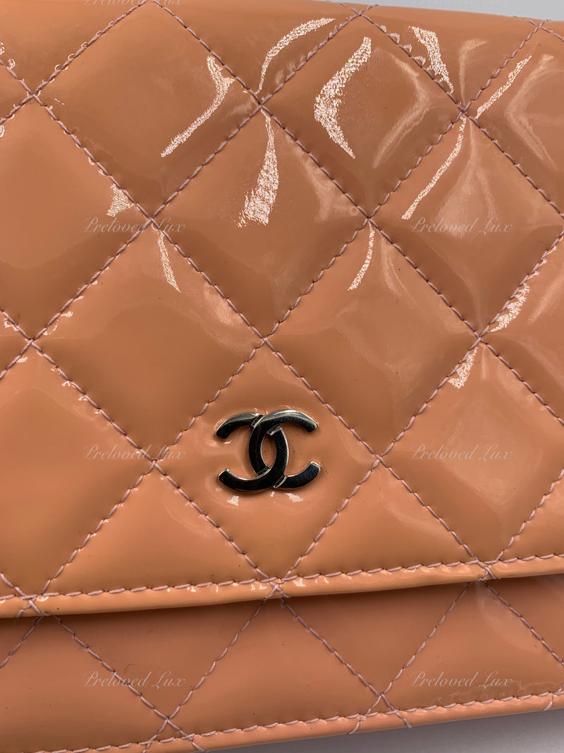 CHANEL Lambskin Wallet-on-the-chain WOC Crossbody Flap Bag - Peach/ Pink -  Preloved Lux Canada