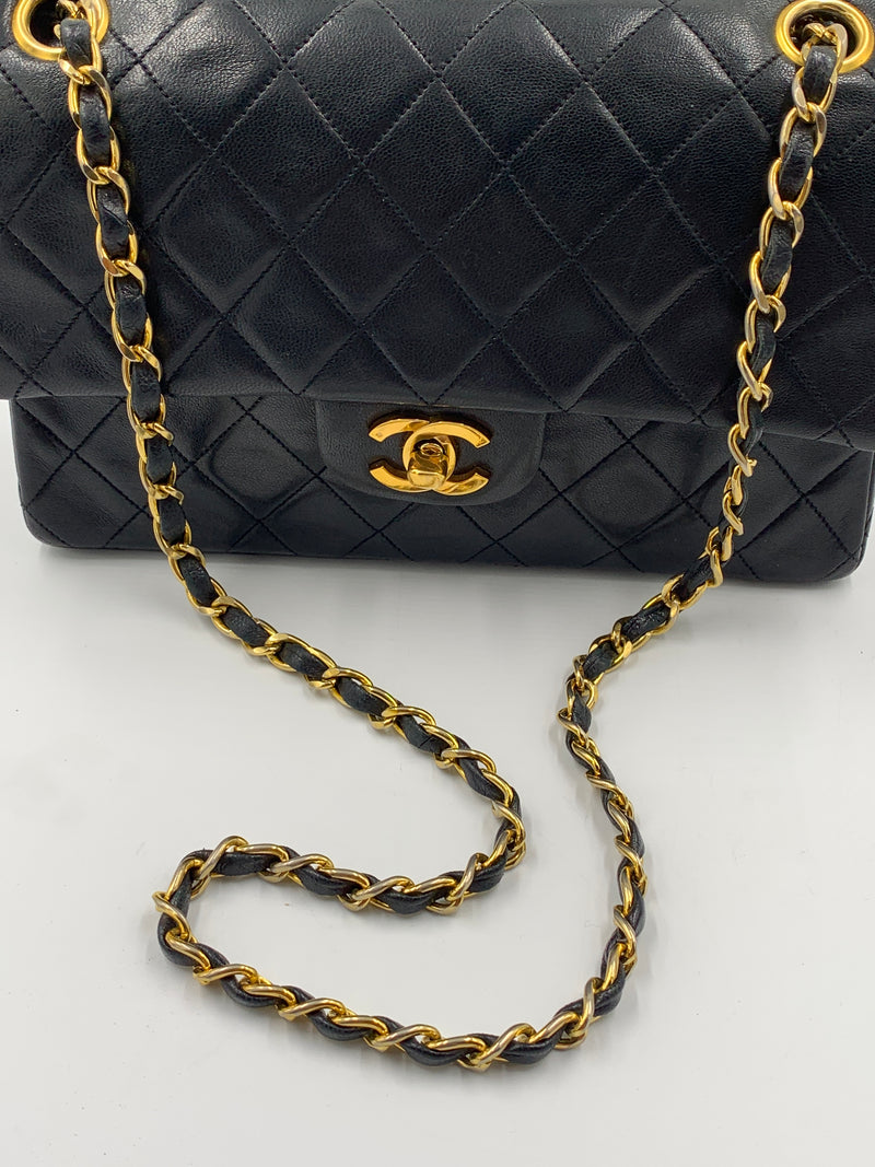 Sold-CHANEL Lambskin Small Classic Double Flap Bag Black/gold