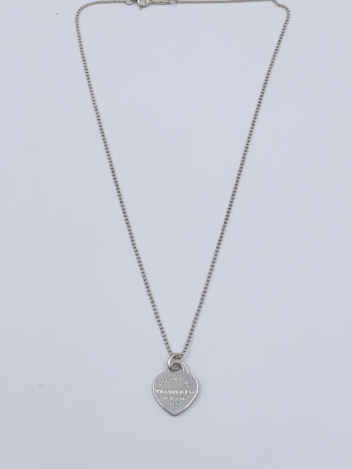 Sold-Tiffany & Co 925 Silver Return to Tiffany Small Heart Tag Necklace