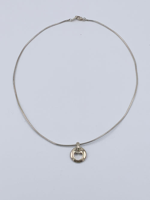 Sold-Tiffany & Co 925 Silver Open Heart Pendant Wire Necklace