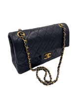 Sold-CHANEL Lambskin Small Classic Double Flap Bag Black/gold