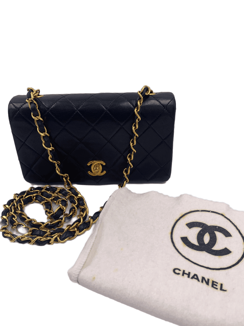 FULL SET! Chanel Classic Vintage Small Flap bag with 24K gold