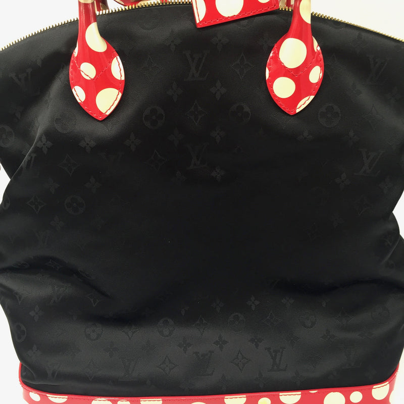 Sold-LOUIS VUITTON Monogram Kusama Vernis Dot Infinity Lockit MM Nylon Red M40681