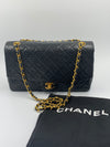 CHANEL Vintage Lambskin Medium/Large Single Flap Bag black gold hardware vintage