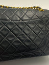 Sold-CHANEL Vintage Lambskin Medium/Large Single Flap Bag black/gold hardware