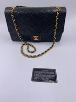 Sold-CHANEL Vintage Lambskin Medium/Large Single Flap Bag black/gold hardware