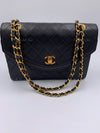 Sold-CHANEL Lambskin Vintage Flap Bag Black with Gold Hardware
