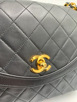 Sold-CHANEL Lambskin Vintage Flap Bag Black with Gold Hardware