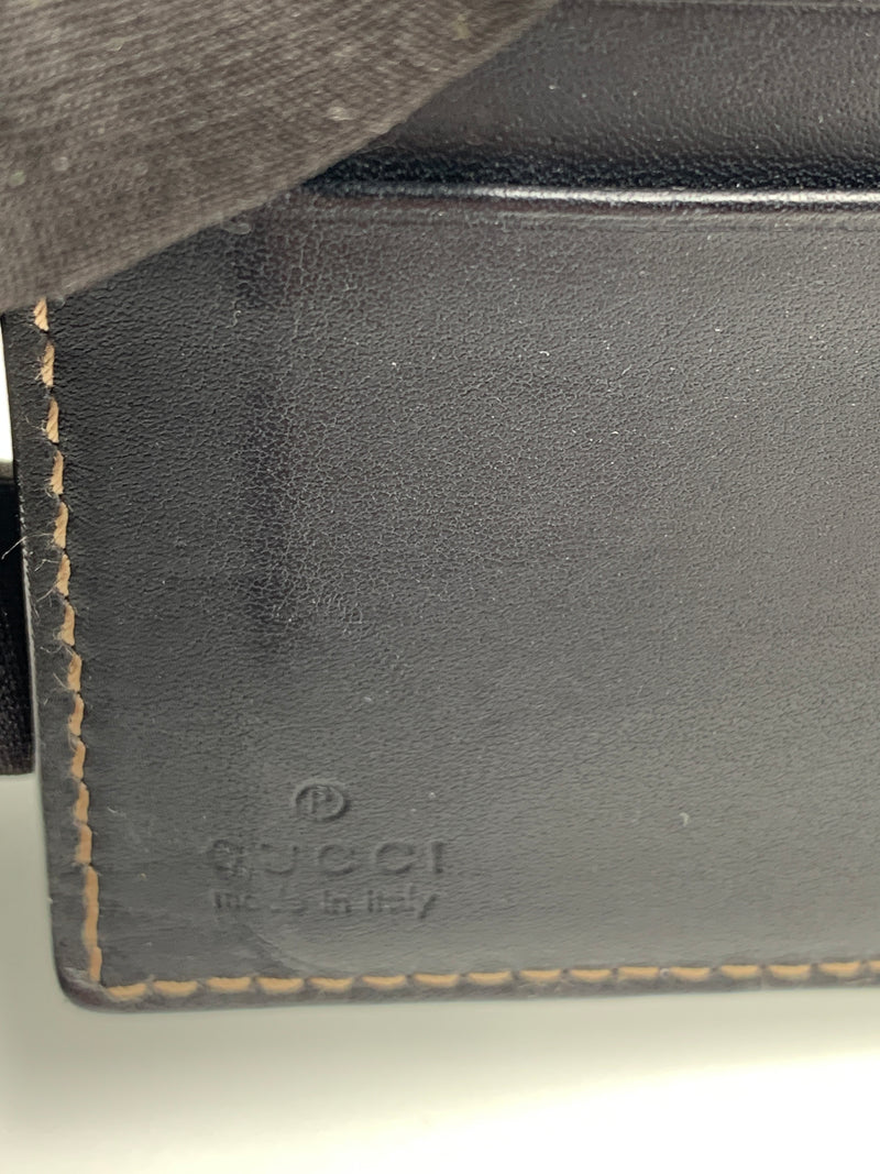 Sold-GUCCI GG Canvas Black Leather Wallet