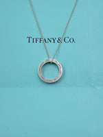 Sold-Tiffany & Co 925 Silver Circle Pendant with Necklace