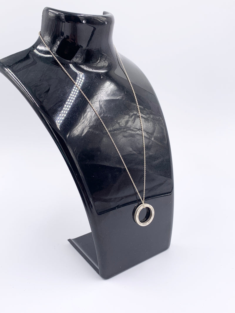 Sold-Tiffany & Co 925 Silver Circle Pendant with Necklace
