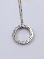 Sold-Tiffany & Co 925 Silver Circle Pendant with Necklace