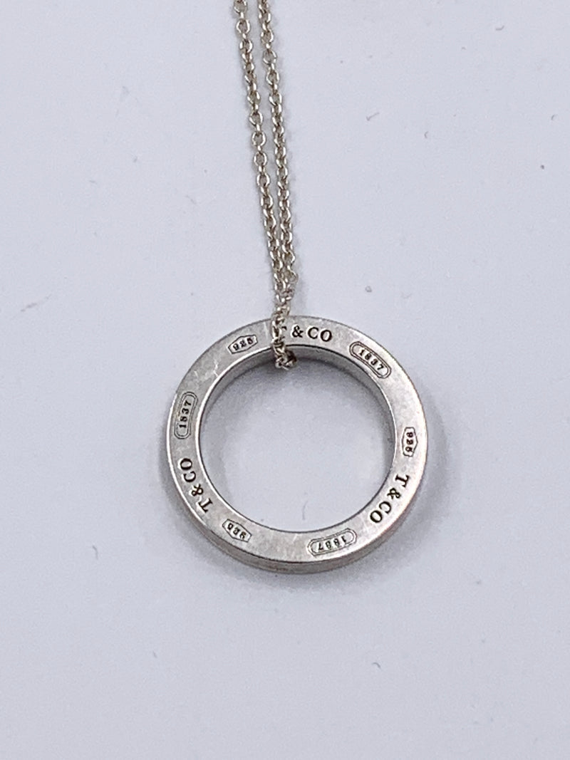 Sold-Tiffany & Co 925 Silver Circle Pendant with Necklace