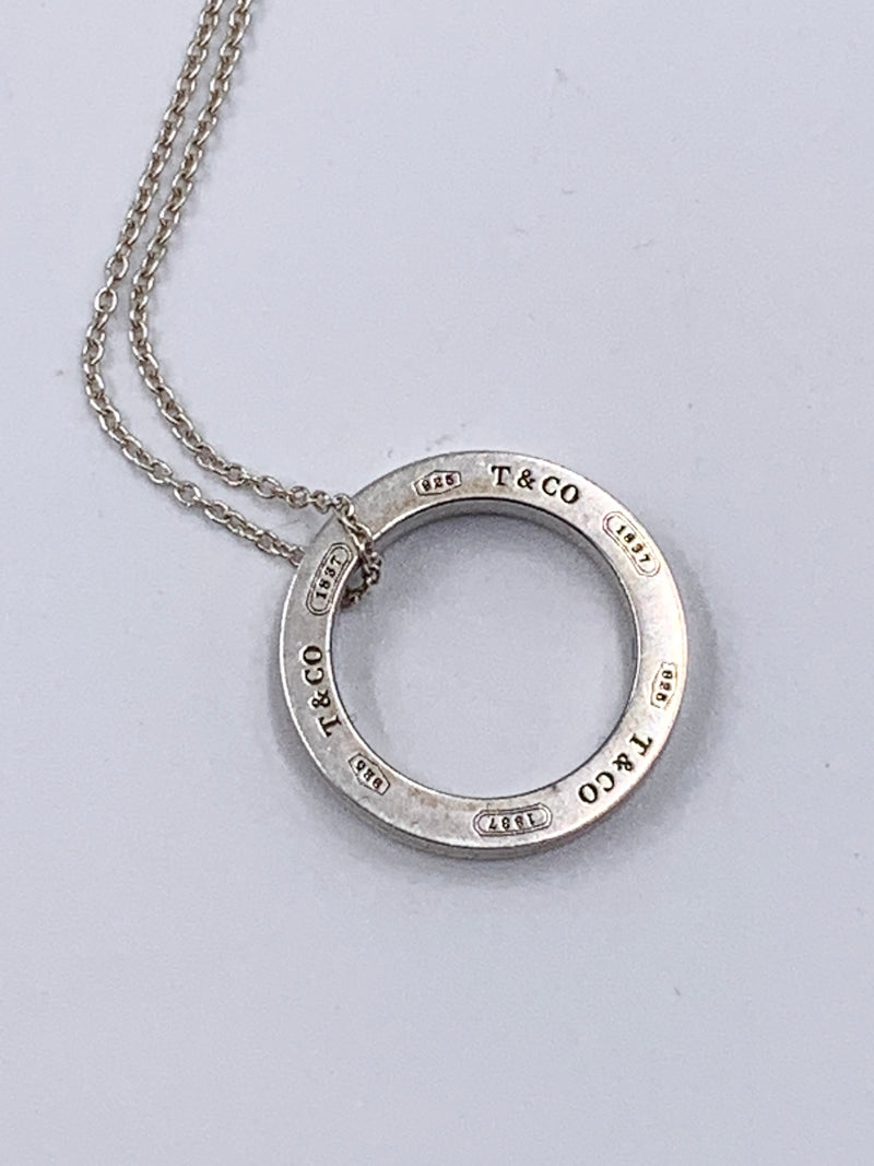 Sold-Tiffany & Co 925 Silver Circle Pendant with Necklace