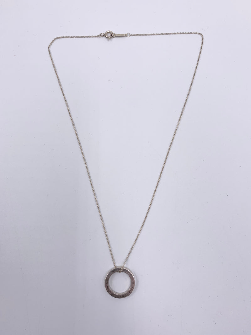 Sold-Tiffany & Co 925 Silver Circle Pendant with Necklace