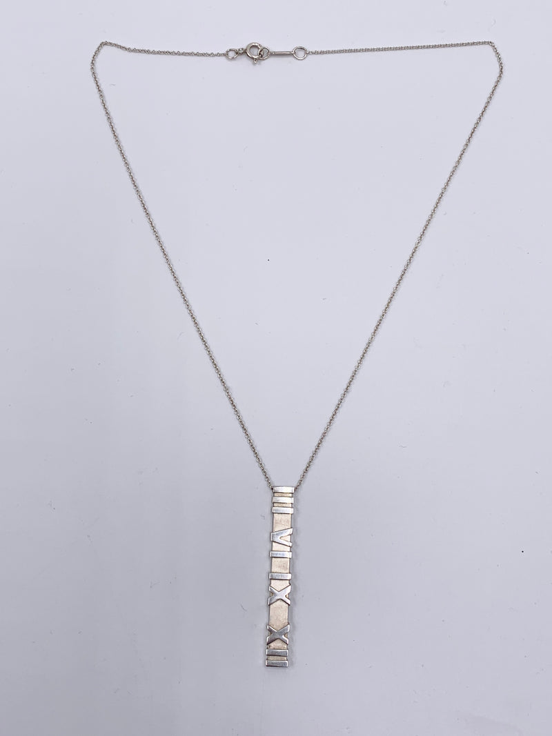 Sold-Tiffany & Co 925 Silver Atlas Collection Bar with Necklace