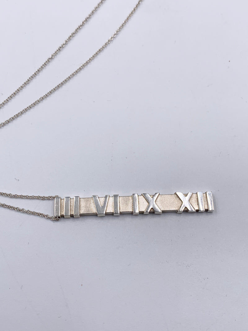 Sold-Tiffany & Co 925 Silver Atlas Collection Bar with Necklace