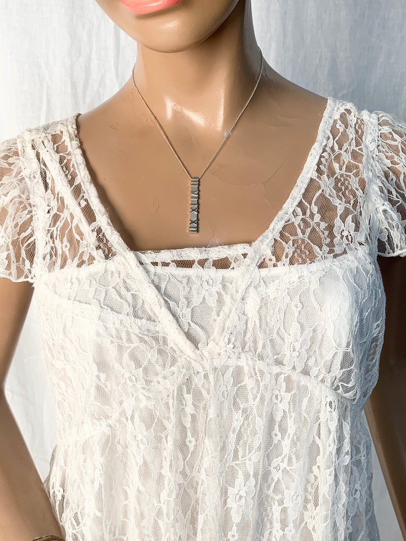 Sold-Tiffany & Co 925 Silver Atlas Collection Bar with Necklace