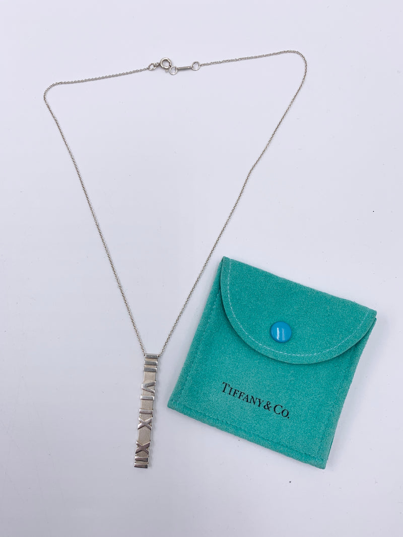 Sold-Tiffany & Co 925 Silver Atlas Collection Bar with Necklace