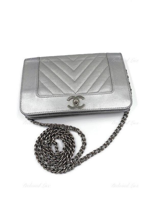 Chanel Classic Wallet On Chain Quilted Silver  US