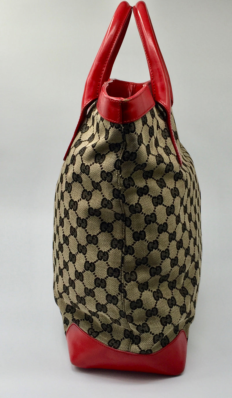 Sold-GUCCI GG Tote bag red (b)