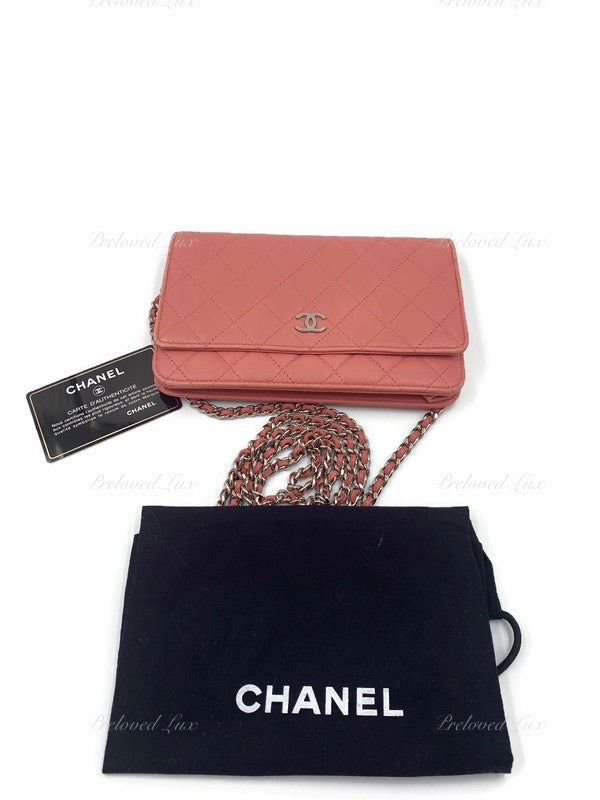 CHANEL Lambskin Wallet-on-the-chain WOC Crossbody Flap Bag - Pink