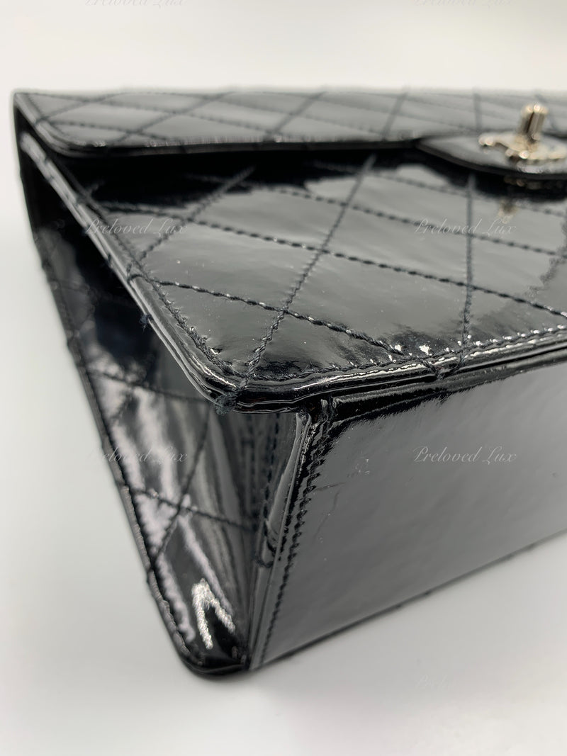 CHANEL 1997-1999 Black Satin Lace Both Side Turnlock Handbag 81287
