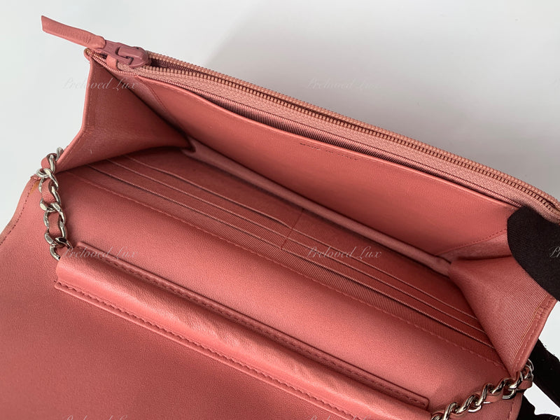 CHANEL Lambskin Wallet-on-the-chain WOC Crossbody Flap Bag - Pink
