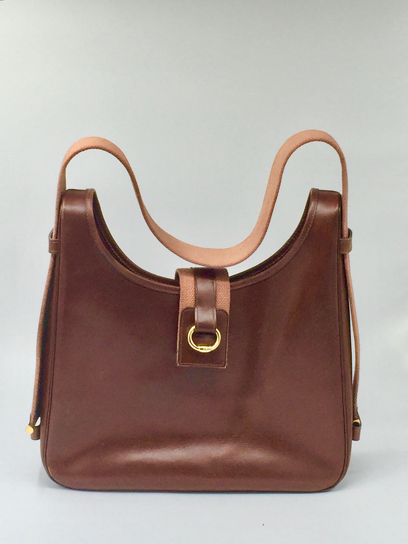 Sold-HERMES Tsako Box Calf Shoulder Bag brown - vintage