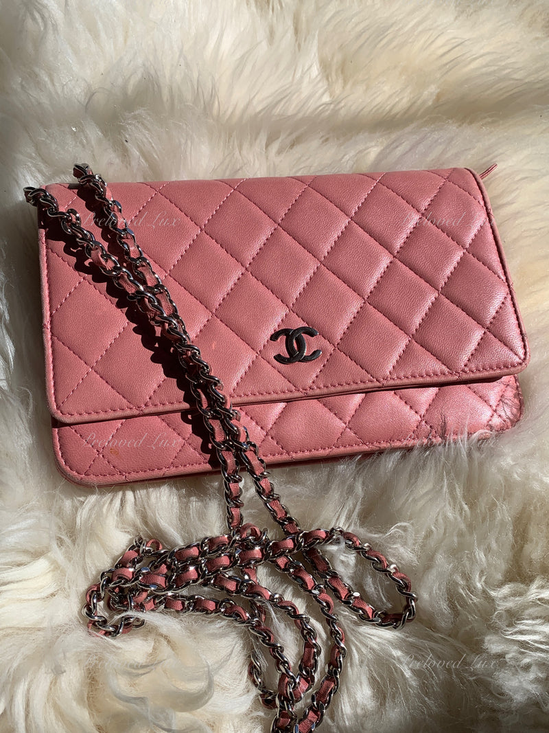 CHANEL Lambskin Wallet-on-the-chain WOC Crossbody Flap Bag - Pink Silver  Hardware - Preloved Lux Canada