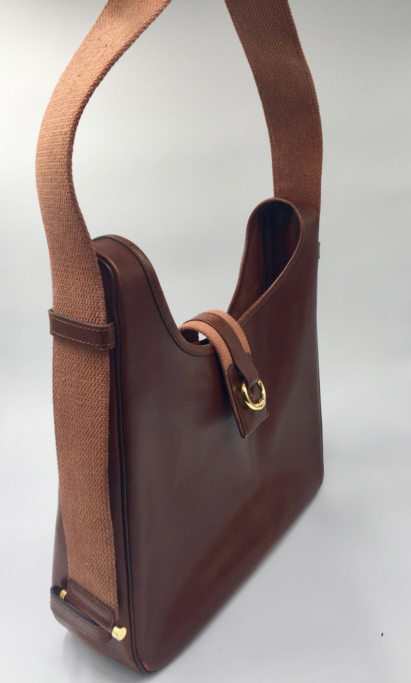 Sold-HERMES Tsako Box Calf Shoulder Bag brown - vintage