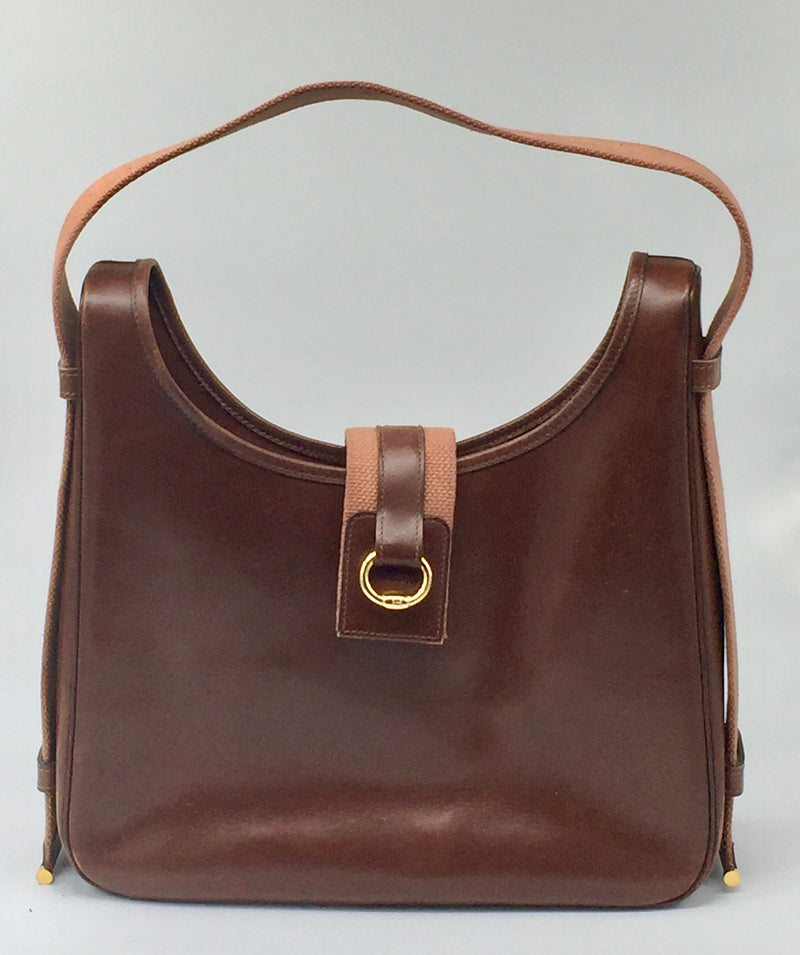 Sold-HERMES Tsako Box Calf Shoulder Bag brown - vintage