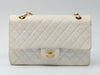 Sold-CHANEL Classic Lambskin Double Chain Double Flap Bag 25 white/gold