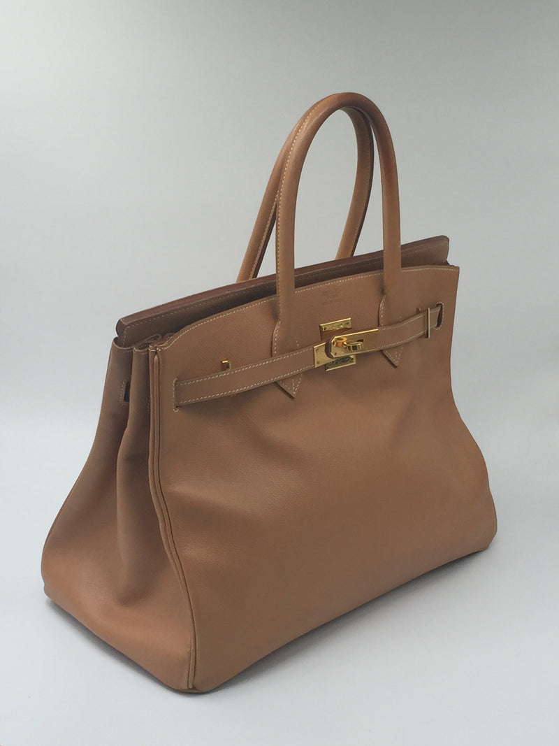 HERMÈS Birkin 35 handbag in Gold Courchevel leather and Green Canvas with  Gold hardware [Consigned]-Ginza Xiaoma – Authentic Hermès Boutique