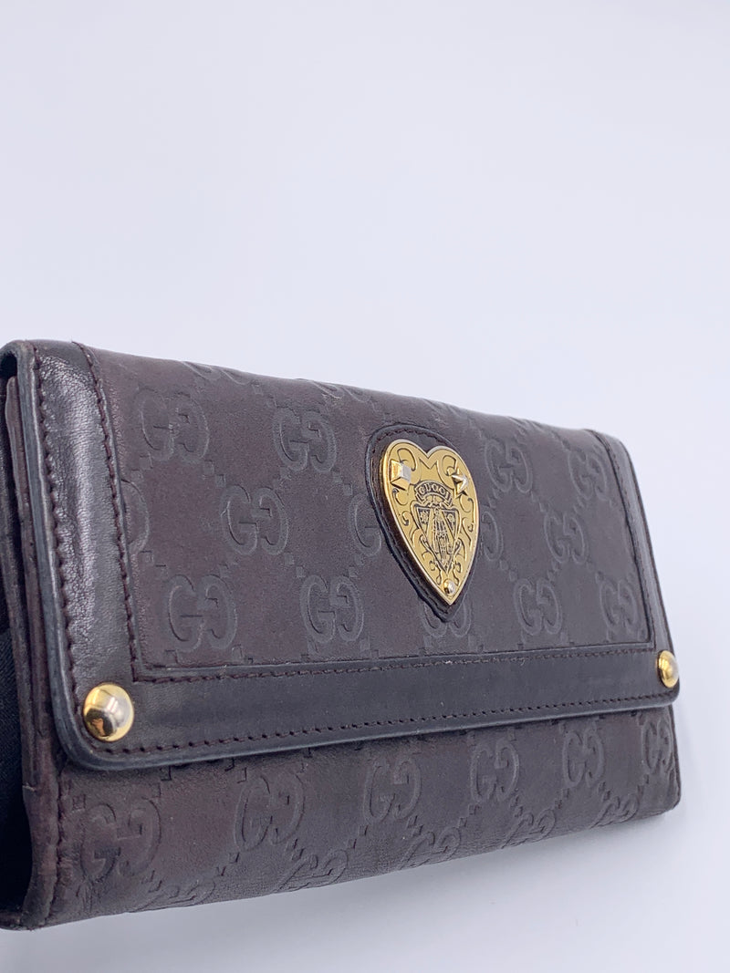 GUCCI GG Dark Brown Long Wallet