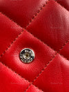 Sold-CHANEL Lambskin Wallet-on-the-chain WOC Crossbody Flap Bag - Red Silver Hardware