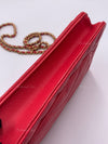 CHANEL Caviar Chevron Ancient Greek Charms Wallet-on-the-chain WOC Crossbody Flap Bag - Red Gold Hardware