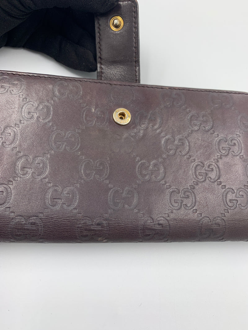 GUCCI GG Dark Brown Long Wallet