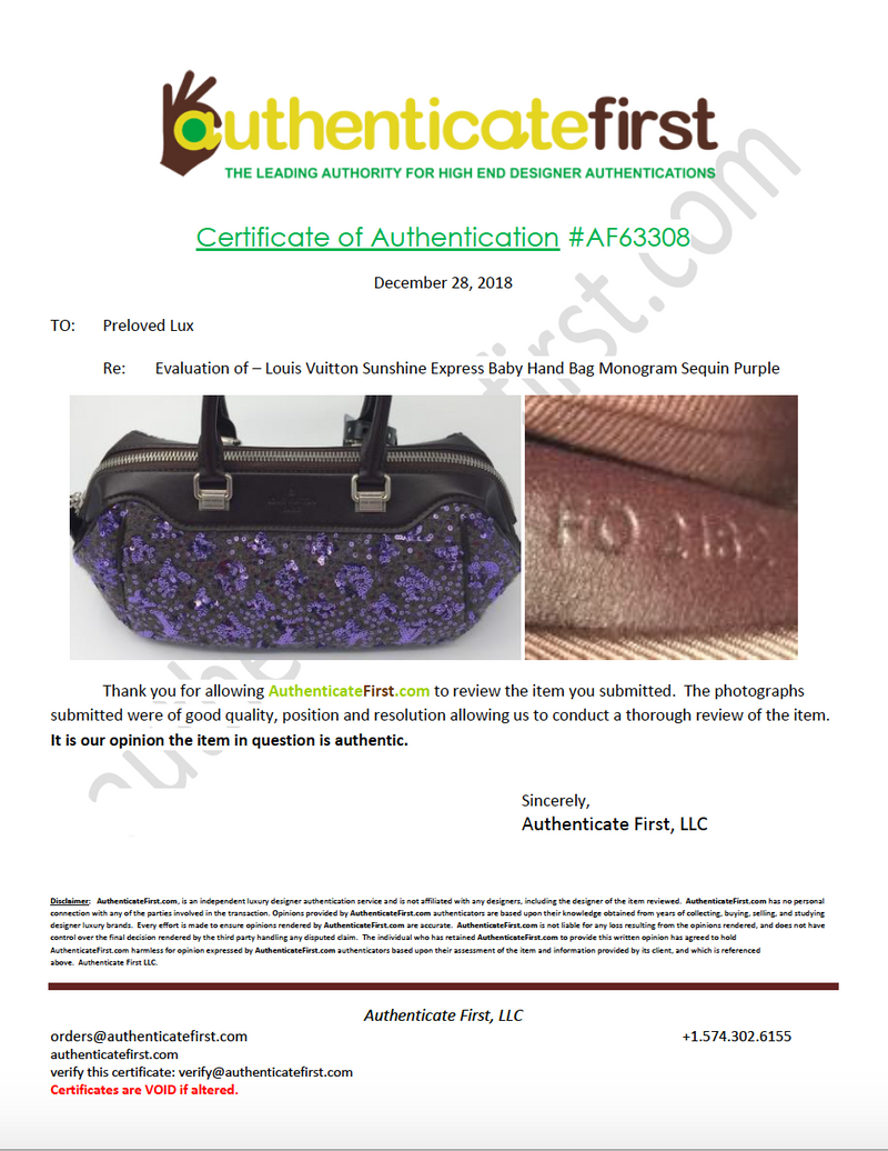 Sold-LOUIS VUITTON Monogram Sunshine Express Baby Purple Sequins M40793
